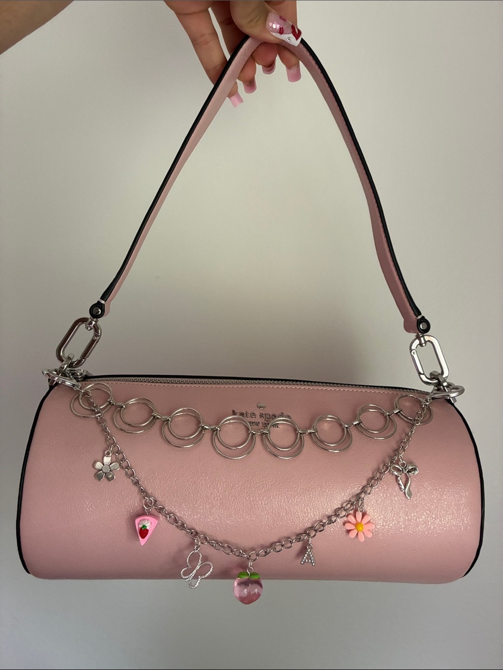 Initial Pink Purse Charm Strap